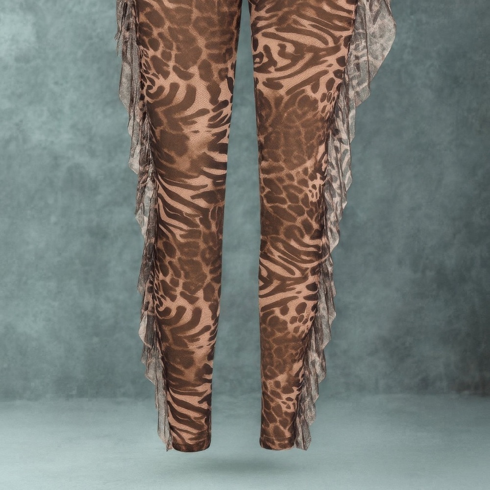 Leopard Side Ruffle Printed Pants - Picture 3 of 5